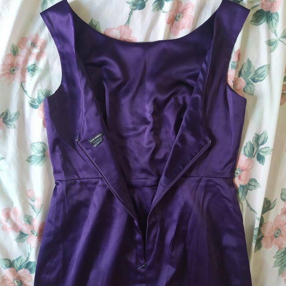 Club Monaco Purple Satin Cocktail Low Back Dress - Picture 3 of 8